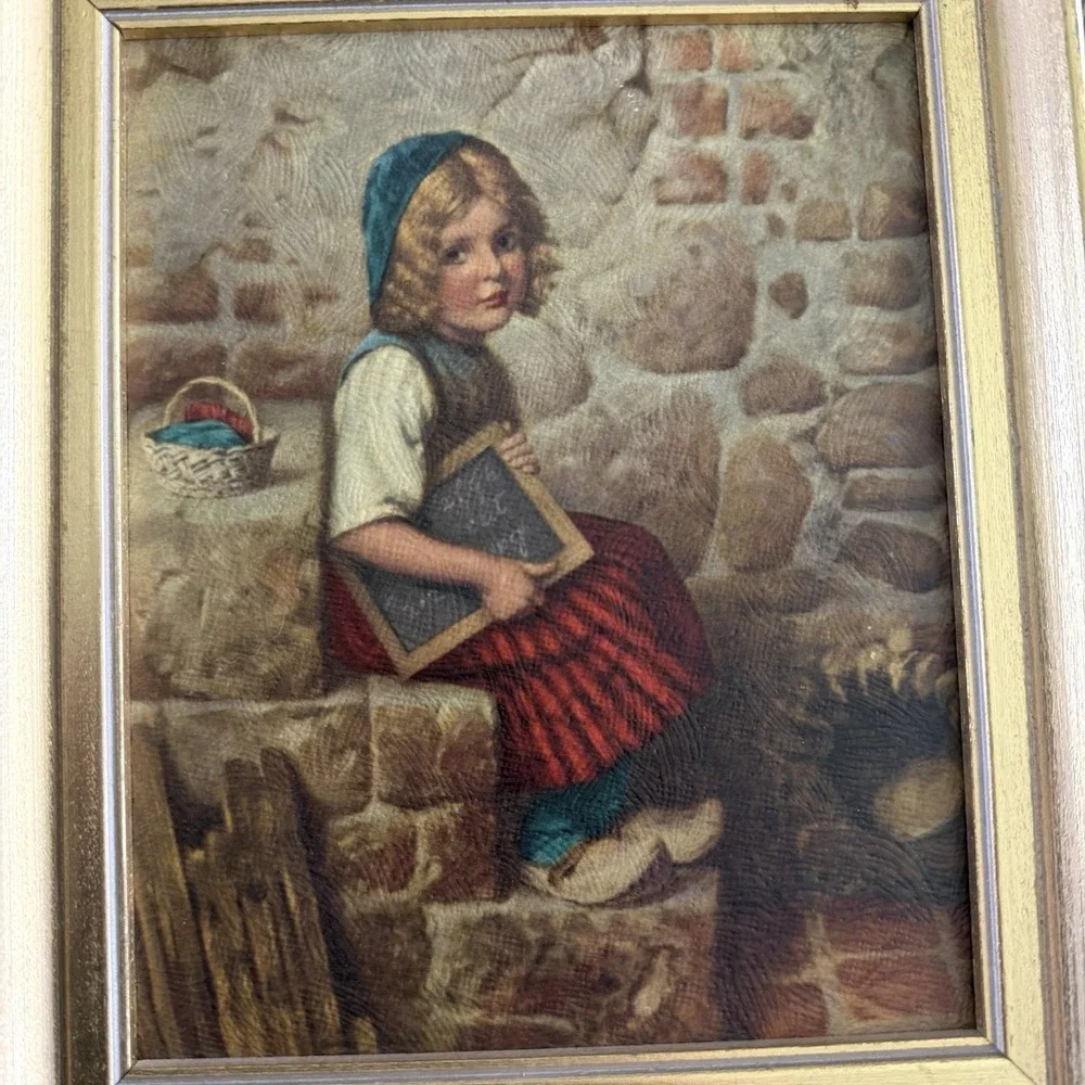 Cottagecore Folk Girl Portrait Old Country Fairytale Gretel Plaque Kaulbauch VTG